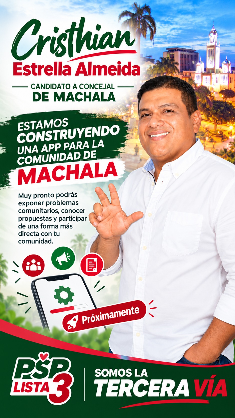 Cristhian Estrella Almeida. Sitio en construcción para una app orientada a la comunidad de Machala.